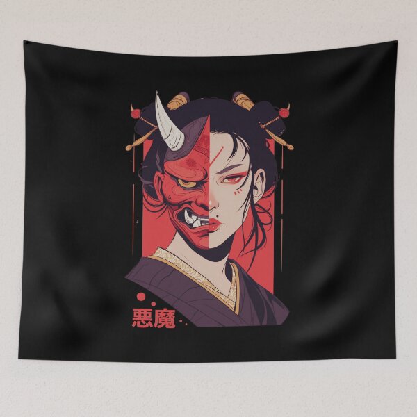 Item preview, Japanese demon mask AKM_09 designed and sold by NoNeed4InK.