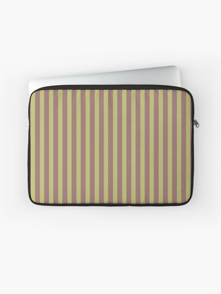 Laptop Sleeve, Geometric Warm Neutrals Burlwood And Green Banana Vertical Stripes designed and sold by Triplicate Limited