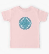 Teal & White Lace Pencil Doodle Kids Tee