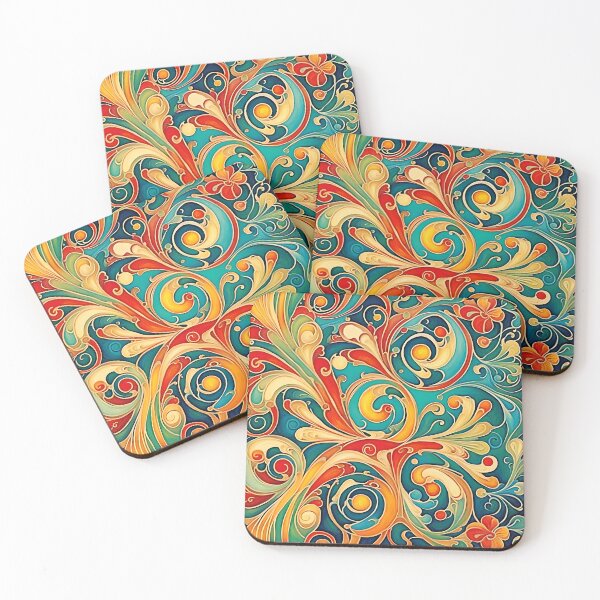 Item preview, Flower Power Colourful Floral Pattern Art Nouveau designed and sold by druidwolfart.