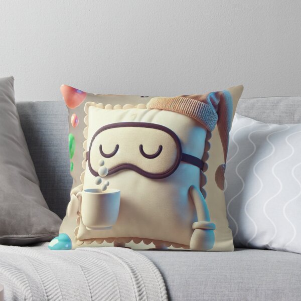 Item preview, Cute Pillow Character with Bubbles and Coffee	 designed and sold by moiecuoii.
