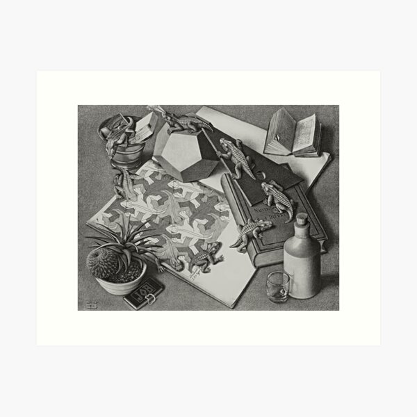 Item preview, M. C. Escher, Reptiles, 1943, Dutch Artist, Maurits Cornelis Escher Print, Surrealism, Imp-Art, M. C. Escher Gift, Maurits Escher Art designed and sold by Artistic Gift Print.