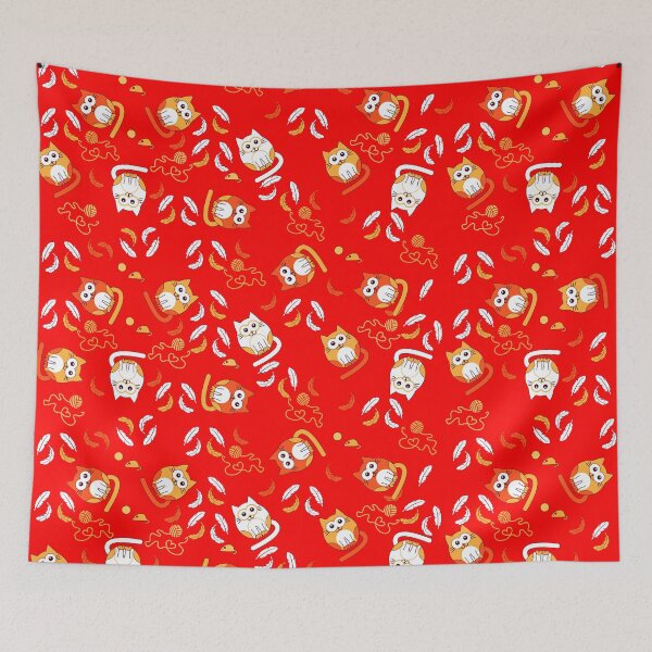 Item preview, Cat pattern on repeat with red background designed and sold by SueKnox.