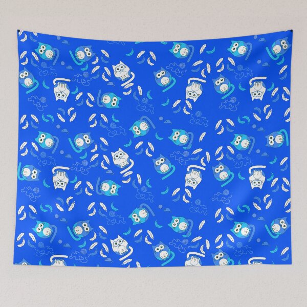 Item preview, Cat pattern on repeat with blue background designed and sold by SueKnox.