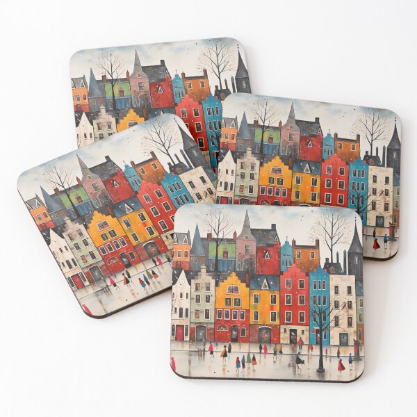 Item preview, Busy Town Square designed and sold by whitecat23.