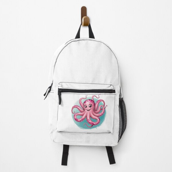 Item preview, A pink kraken octopus with large expressive eyes designed and sold by MRFEZOO2030.