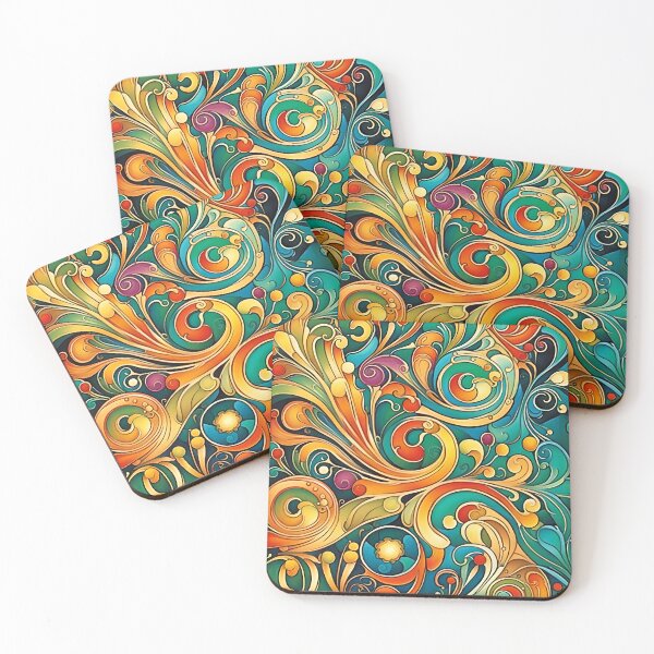 Item preview, Flower Power Colourful Floral Pattern Art Nouveau designed and sold by druidwolfart.