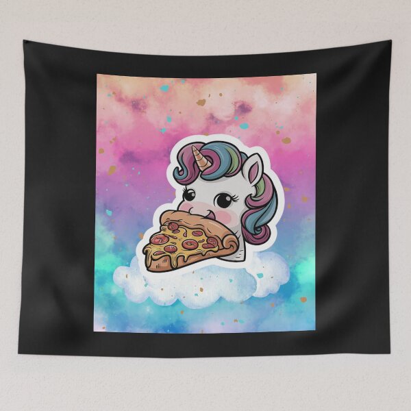 Item preview, Sweet Unicorn Eating Pizza designed and sold by MarcelooArt.