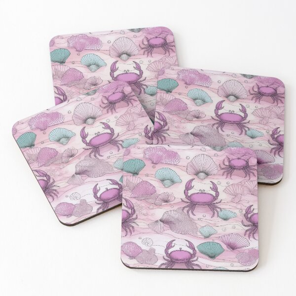 Item preview, Crabs and shells in the sea sand/ pink  designed and sold by My-fake-places.