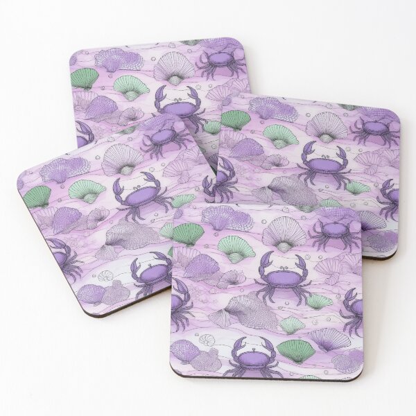 Item preview, Crabs and shells in the sea sand/ purple designed and sold by My-fake-places.