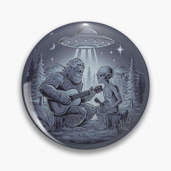 Item preview, Bigfoot Sasquatch Alien And Ufo At The Campfire In Forest Night  designed and sold by WildPalette-Art.