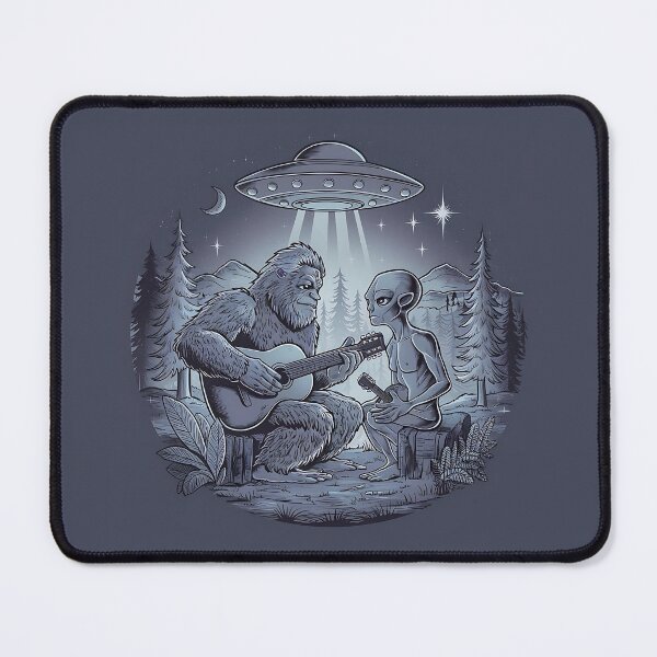 Item preview, Bigfoot Sasquatch Alien And Ufo At The Campfire In Forest Night  designed and sold by WildPalette-Art.