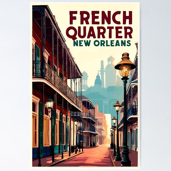 Artikel-Vorschau von New Orleans Nostalgie: Vintage-Zeichnung des French Quarter, designt und verkauft von Ceemko's Vintage Corner.