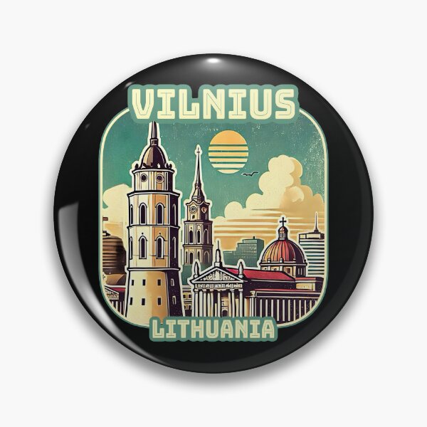 Item preview, Vintage retro Architectural landscape skyline of Vilnius Lithuania. Beautiful travel design. designed and sold by Unitepeople.