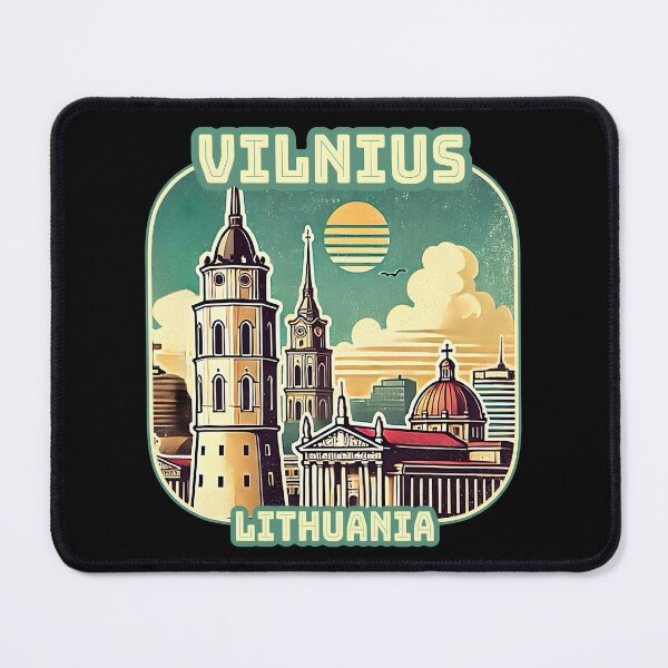 Item preview, Vintage retro Architectural landscape skyline of Vilnius Lithuania. Beautiful travel design. designed and sold by Unitepeople.