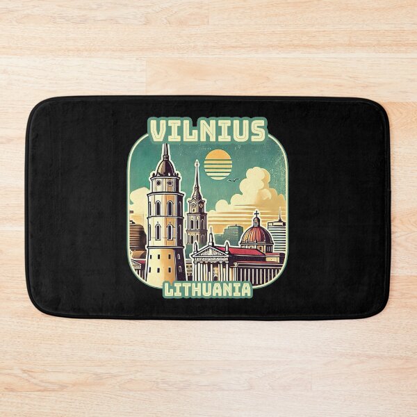 Item preview, Vintage retro Architectural landscape skyline of Vilnius Lithuania. Beautiful travel design. designed and sold by Unitepeople.