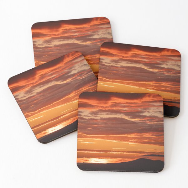 Item preview, Glowing Orange Sunset With Clouds And Hills Silhouette designed and sold by Harmony Of The Mind.