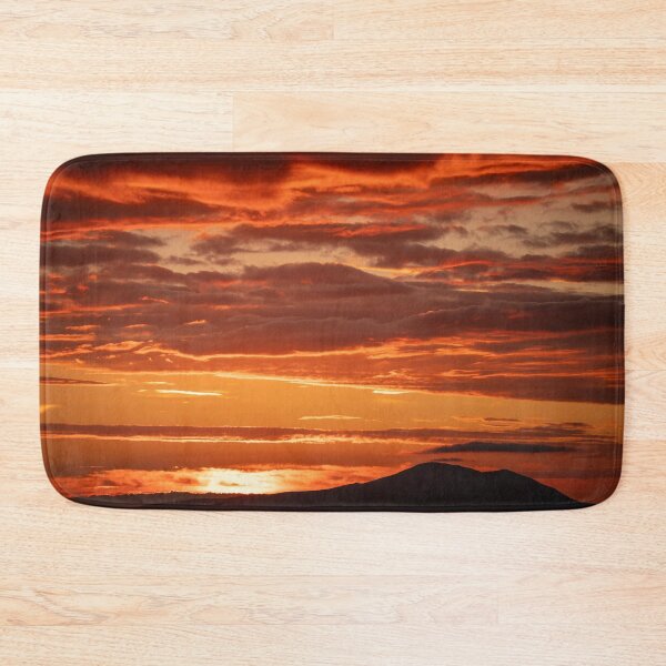 Item preview, Glowing Orange Sunset With Clouds And Hills Silhouette designed and sold by Harmony Of The Mind.