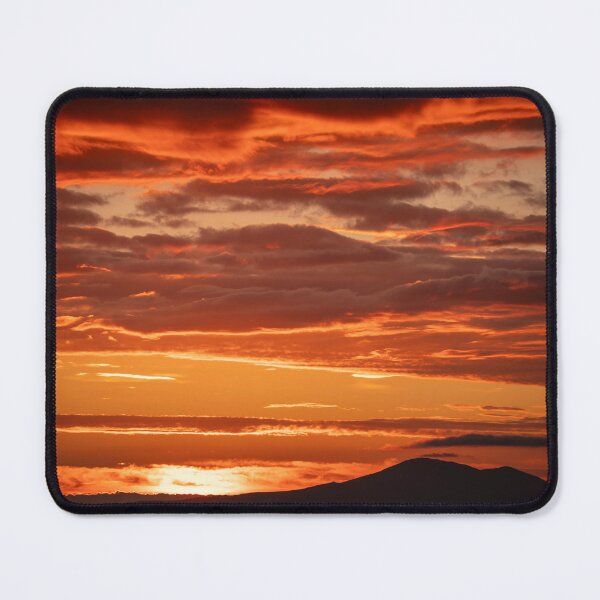Item preview, Glowing Orange Sunset With Clouds And Hills Silhouette designed and sold by Harmony Of The Mind.