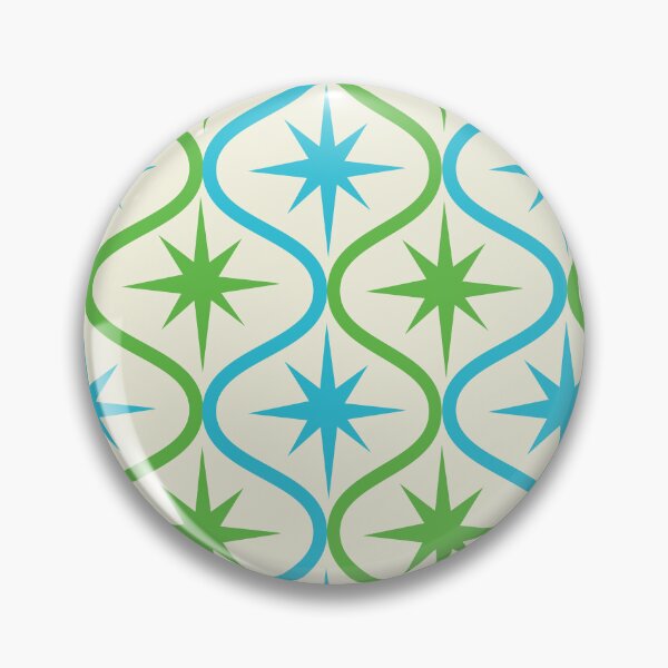 Item preview,  Mid century Modern Green and Blue Retro Starbursts on Ogee Pattern  designed and sold by Yasminepatterns .