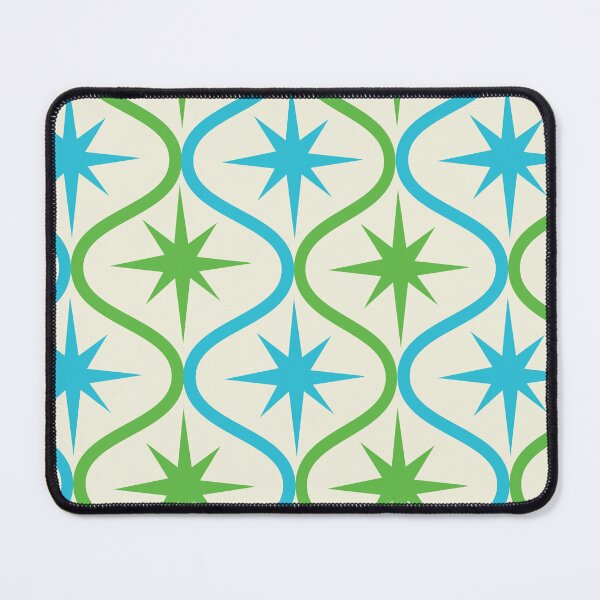 Item preview,  Mid century Modern Green and Blue Retro Starbursts on Ogee Pattern  designed and sold by Yasminepatterns .