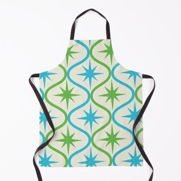 Item preview, Mid century Modern Green and Blue Retro Starbursts on Ogee Pattern designed and sold by Yasminepatterns .