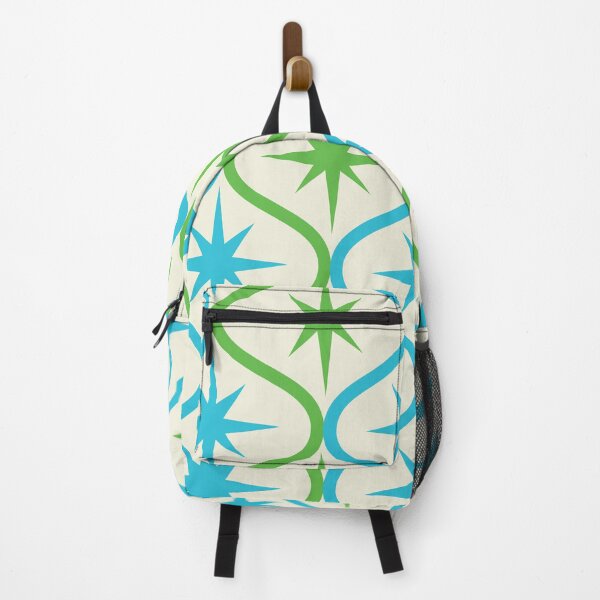 Item preview, Mid century Modern Green and Blue Retro Starbursts on Ogee Pattern designed and sold by Yasminepatterns .