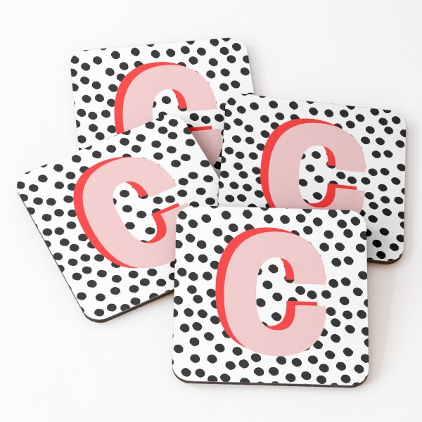 Item preview, Black & White Dalmatian Print Spots With Pink Letter C designed and sold by Laura Dawson.