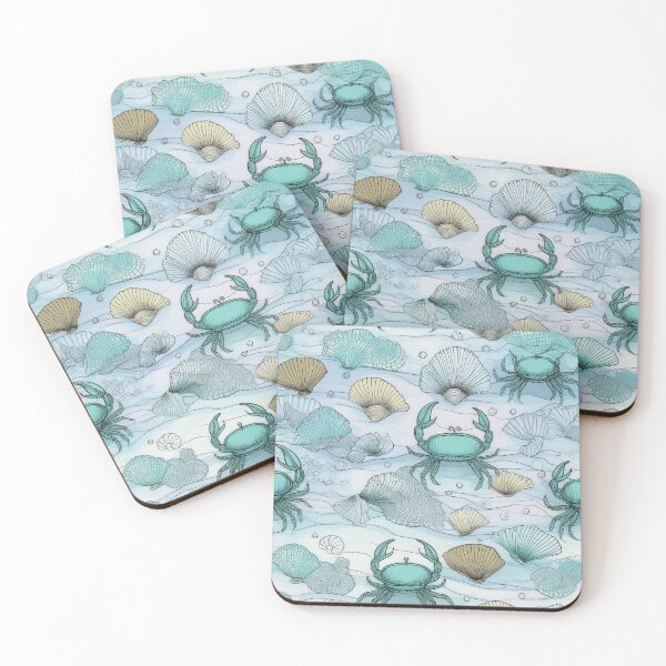 Item preview, Crabs and shells in the sea sand/ Turquoise designed and sold by My-fake-places.