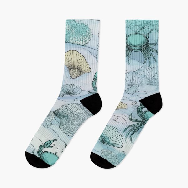 Item preview, Crabs and shells in the sea sand/ Turquoise designed and sold by My-fake-places.