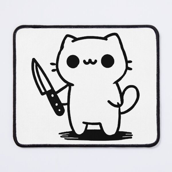 Item preview, Funny Cute Cat with Knife Doodle - Adorable & Humorous Cat designed and sold by Unitepeople.