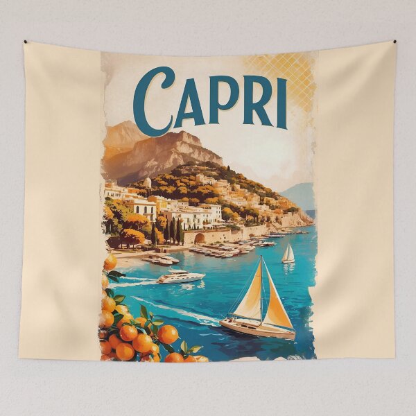 Item preview, Capri Elegance:Retro-Inspired Art Capturing Island's Alllure designed and sold by Ceemko's Vintage Corner.