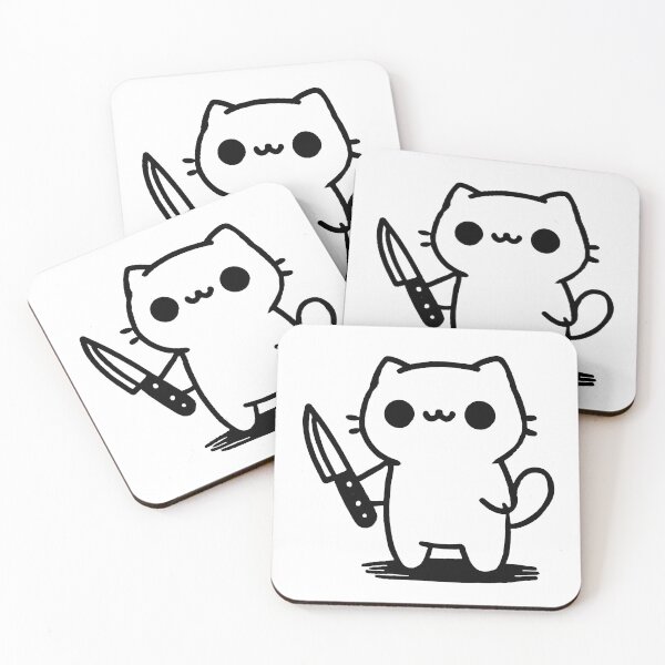 Item preview, Funny Cute Cat with Knife Doodle - Adorable & Humorous Cat designed and sold by Unitepeople.