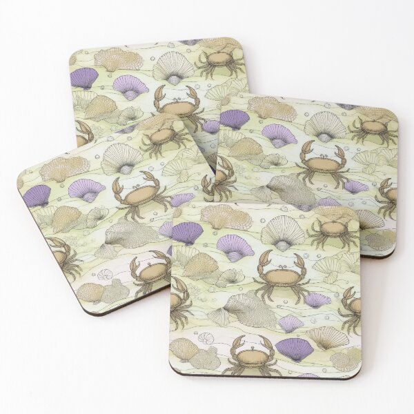 Item preview, Crabs and shells in the sea sand/yellow designed and sold by My-fake-places.