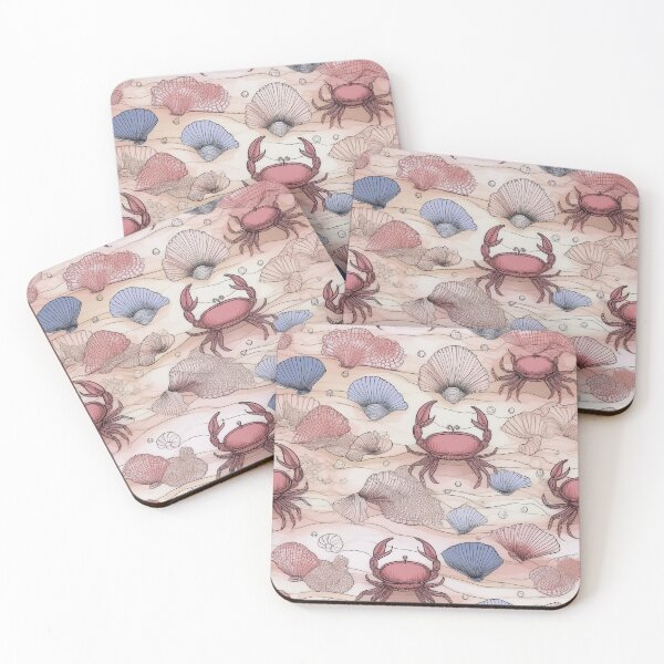 Item preview, Crabs and shells in the sea sand/ red designed and sold by My-fake-places.