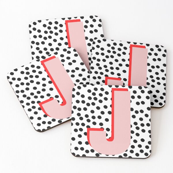 Item preview, Black & White Dalmatian Print Spots With Pink Letter J designed and sold by Laura Dawson.