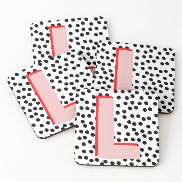 Item preview, Black & White Dalmatian Print Spots With Pink Letter L designed and sold by Laura Dawson.