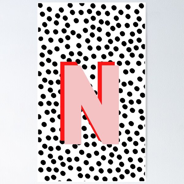 Item preview, Black & White Dalmatian Print Spots With Pink Letter N designed and sold by Laura Dawson.