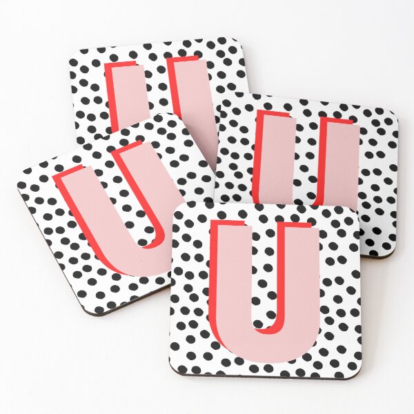 Item preview, Black & White Dalmatian Print Spots With Pink Letter U designed and sold by Laura Dawson.