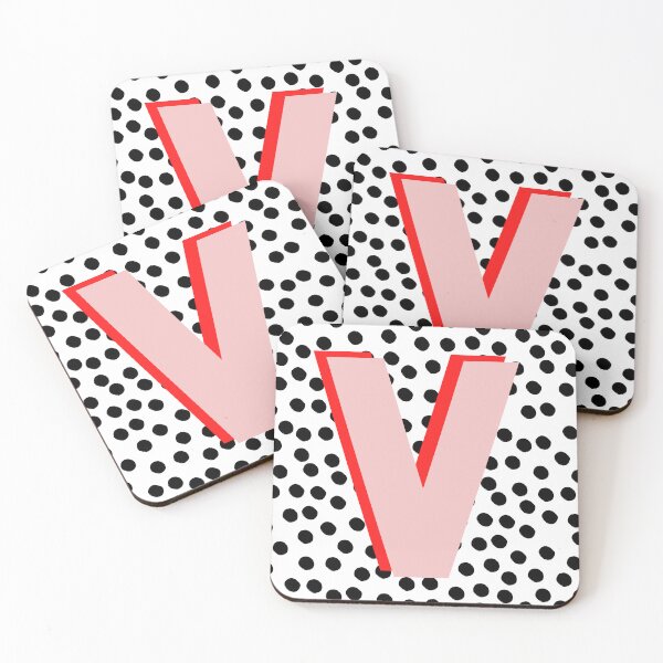 Item preview, Black & White Dalmatian Print Spots With Pink Letter V designed and sold by Laura Dawson.