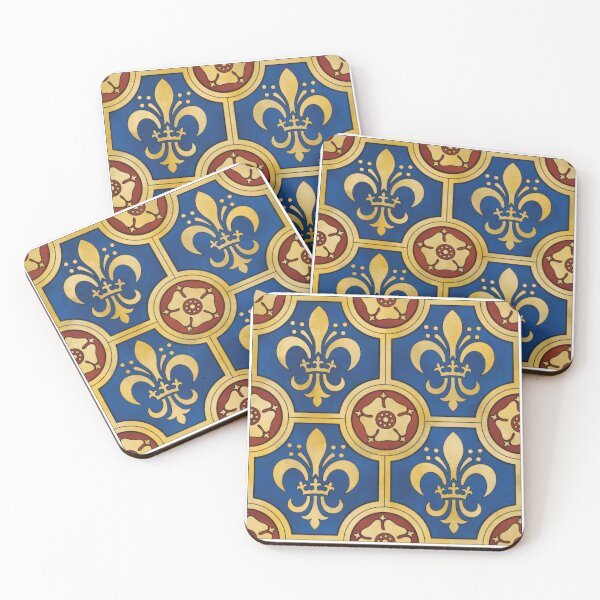 Item preview, Blue and Red Fleur de Lys and Tudor Rose Tile Reproduction designed and sold by MadeByGeeClowes.