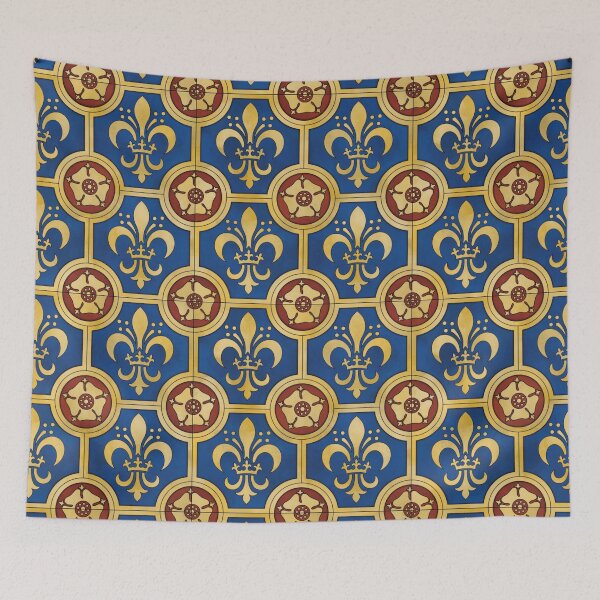 Item preview, Blue and Red Fleur de Lys and Tudor Rose Tile Reproduction designed and sold by MadeByGeeClowes.