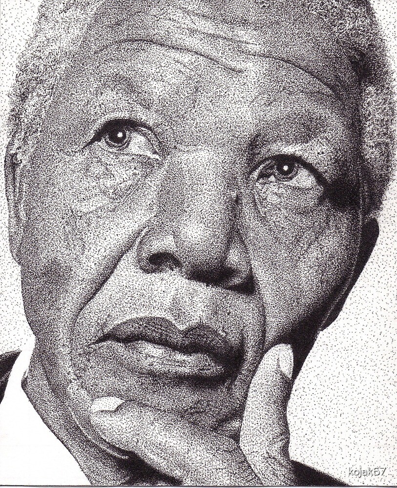 Nelson Mandela Ink Drawing By Kojak67 Redbubble
