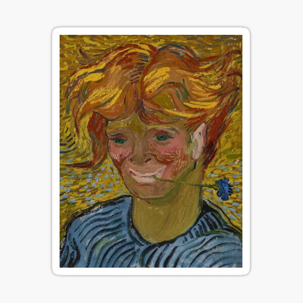 Aperçu de l'œuvre Vincent van Gogh | Jeune homme au bleuet | Jeune homme avec un portrait de nature morte au bleuet créée et vendue par Jéanpaul  Ferro.