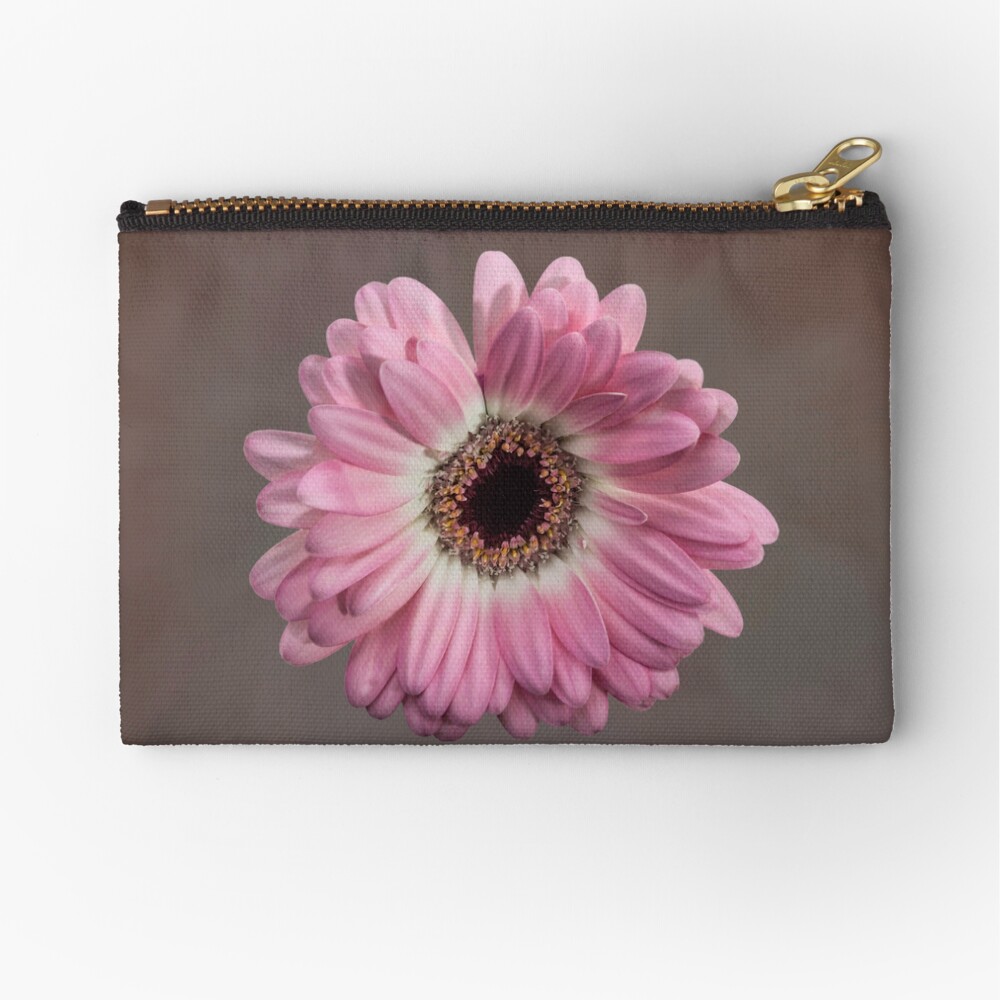 Single pink Gerbera Flower Zipper Pouch