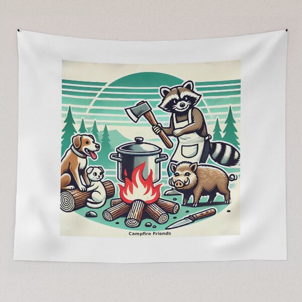 Item preview, Campfire Friends: Retro Wilderness Companions designed and sold by NatureStyle555.