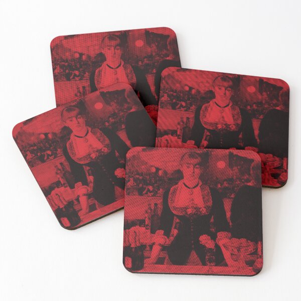 Item preview, A Bar at the Folies-Bergere / Edouard Manet / Monocolor diagonal design RED designed and sold by pelagio.