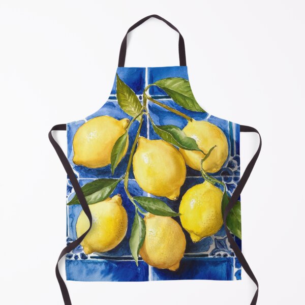 Item preview, Simple Summer,Watercolor Painting lemon fruit pattern on Blue Italian Tiles designed and sold by SOUFIANE1991.