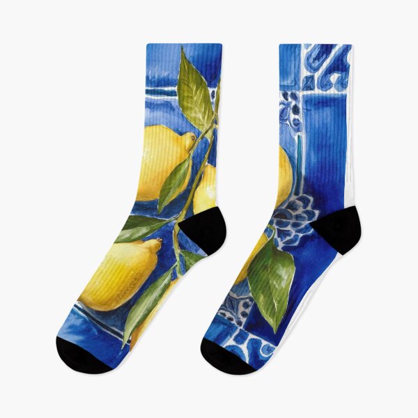 Item preview, Simple Summer,Watercolor Painting lemon fruit pattern on Blue Italian Tiles designed and sold by SOUFIANE1991.