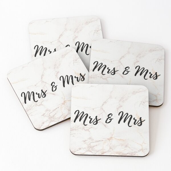 Item preview, Mrs & Mrs Pink Marble and Rose Gold Print designed and sold by Laura Dawson.